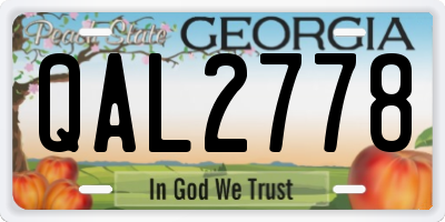 GA license plate QAL2778