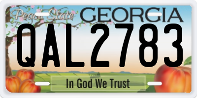 GA license plate QAL2783