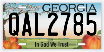 GA license plate QAL2785