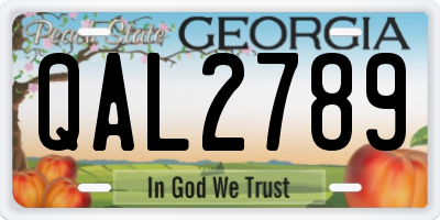 GA license plate QAL2789