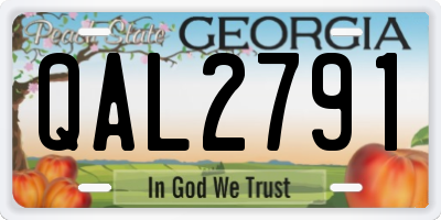 GA license plate QAL2791