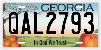 GA license plate QAL2793