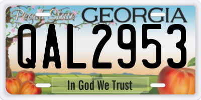 GA license plate QAL2953