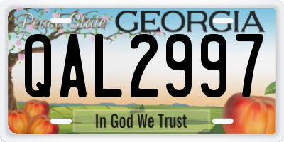 GA license plate QAL2997