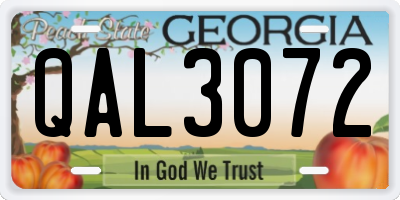 GA license plate QAL3072