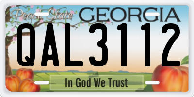 GA license plate QAL3112