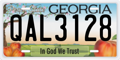 GA license plate QAL3128