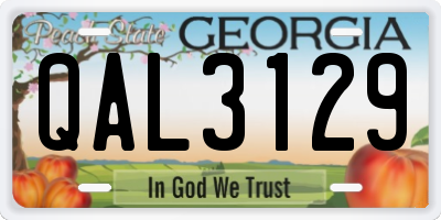 GA license plate QAL3129