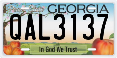 GA license plate QAL3137