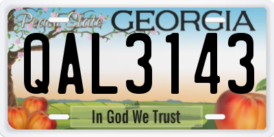 GA license plate QAL3143