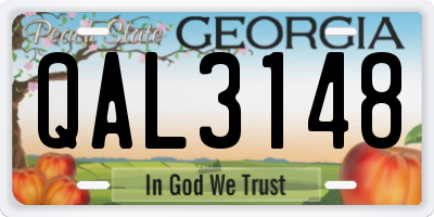 GA license plate QAL3148