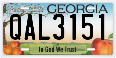 GA license plate QAL3151