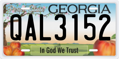 GA license plate QAL3152