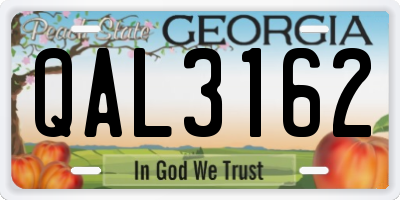 GA license plate QAL3162