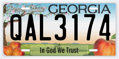 GA license plate QAL3174