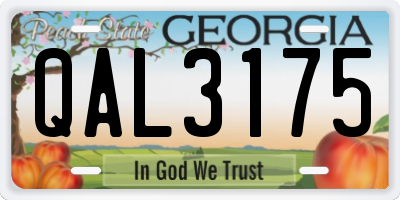 GA license plate QAL3175