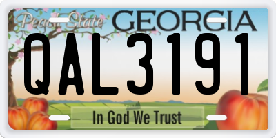 GA license plate QAL3191