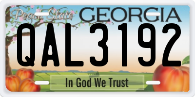 GA license plate QAL3192