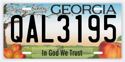 GA license plate QAL3195