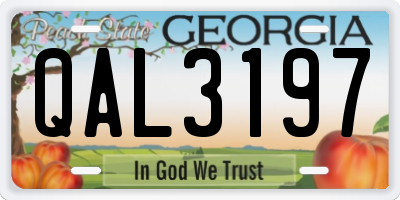 GA license plate QAL3197