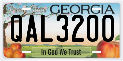 GA license plate QAL3200