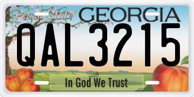 GA license plate QAL3215