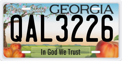 GA license plate QAL3226