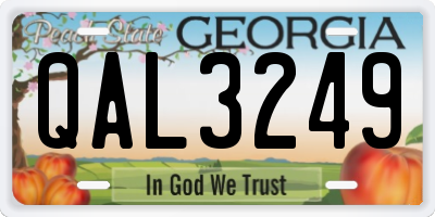 GA license plate QAL3249