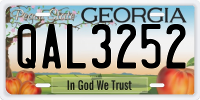 GA license plate QAL3252