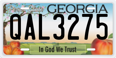 GA license plate QAL3275