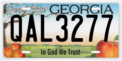 GA license plate QAL3277