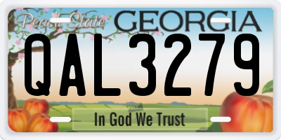 GA license plate QAL3279