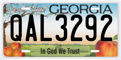 GA license plate QAL3292