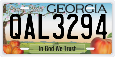 GA license plate QAL3294