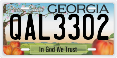 GA license plate QAL3302