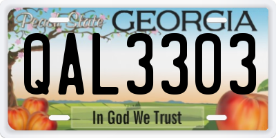 GA license plate QAL3303