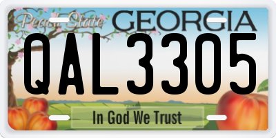 GA license plate QAL3305