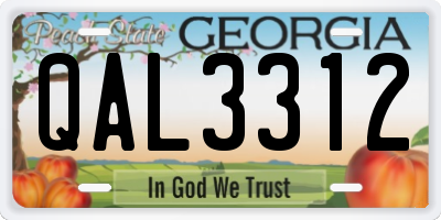 GA license plate QAL3312