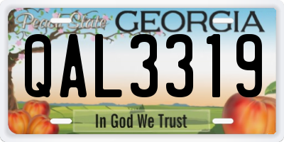 GA license plate QAL3319