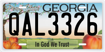 GA license plate QAL3326