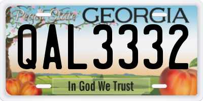 GA license plate QAL3332