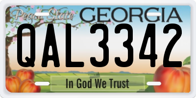 GA license plate QAL3342