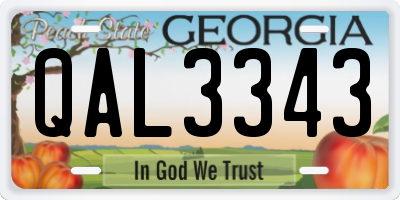 GA license plate QAL3343