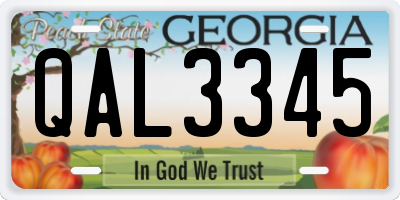 GA license plate QAL3345