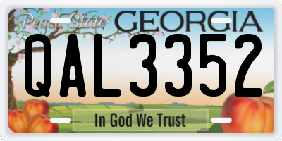 GA license plate QAL3352