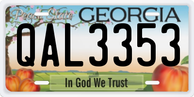 GA license plate QAL3353