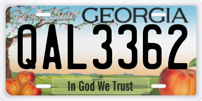 GA license plate QAL3362