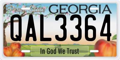 GA license plate QAL3364