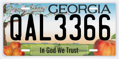 GA license plate QAL3366