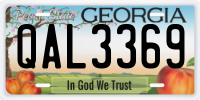 GA license plate QAL3369